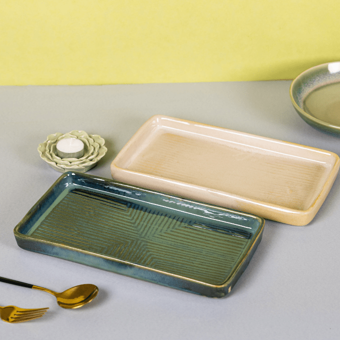 Grey Color Rectangle Platter - The Golden Theory