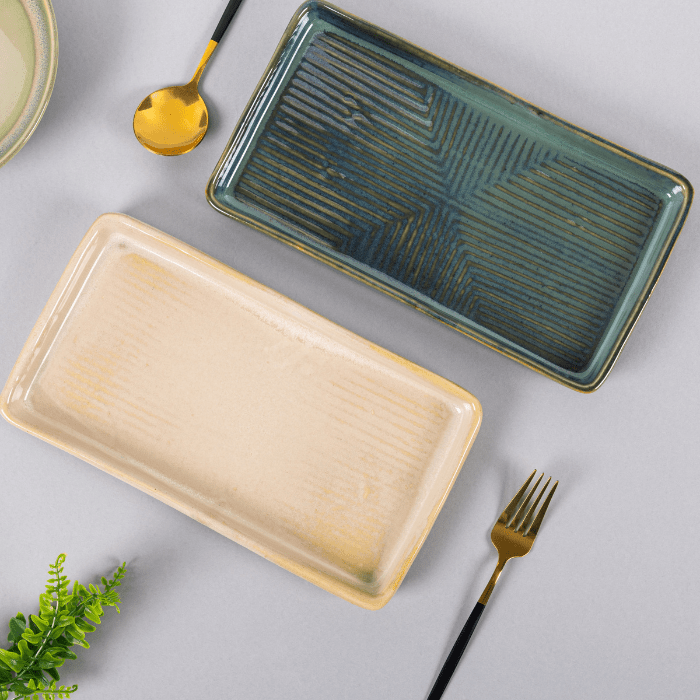 Grey Color Rectangle Platter - The Golden Theory