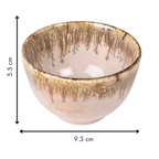Pink Color Round-Shaped Small Bowl with Brown Drops Border - The Golden Theory