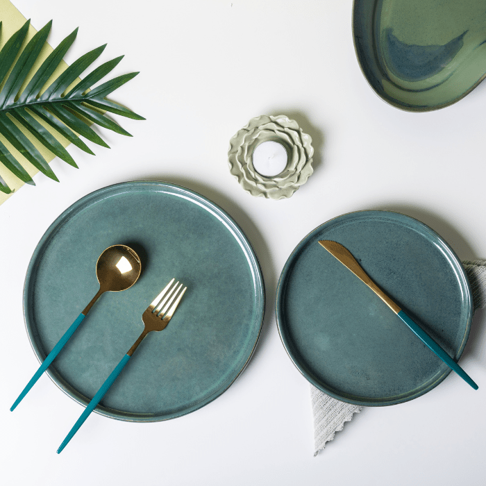 Solid Blue Color Round 8'' Quarter Plate - The Golden Theory
