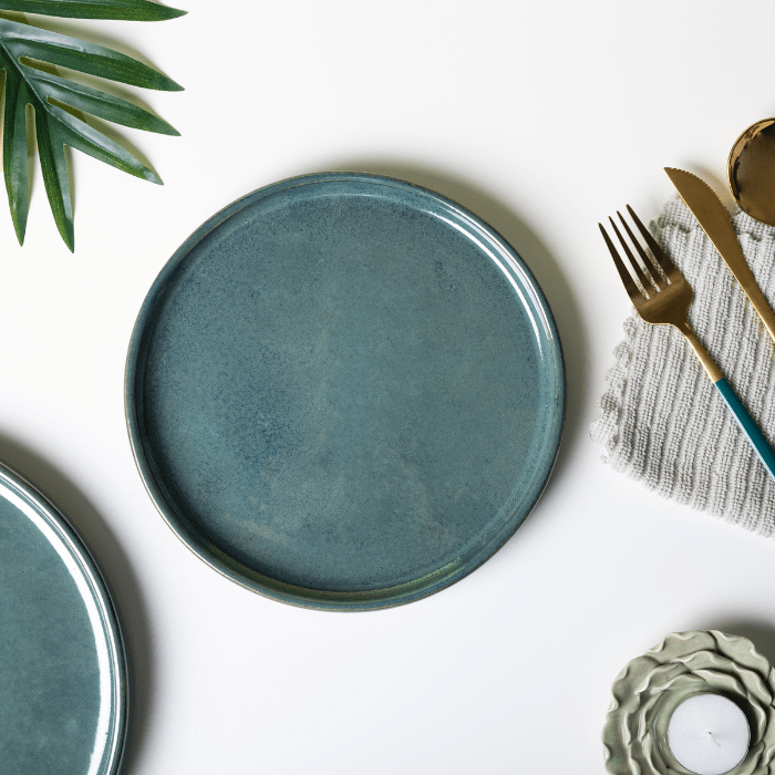 Solid Blue Color Round 8'' Quarter Plate - The Golden Theory