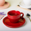 Solid Espresso Cup and Saucer | Red - The Golden Theory